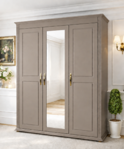 Dulap Carol cu 3 usi - 170 cm – lemn masiv, gri-bej (taupe)