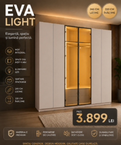 Dulap Eva Light Cașmir – Eleganță care se vede, spațiu care se simte
