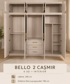 Dulap Bello 2 - 6 usi casmir - integral MDF - Clasic, elegant, cu preț imbatabil - imagine 3