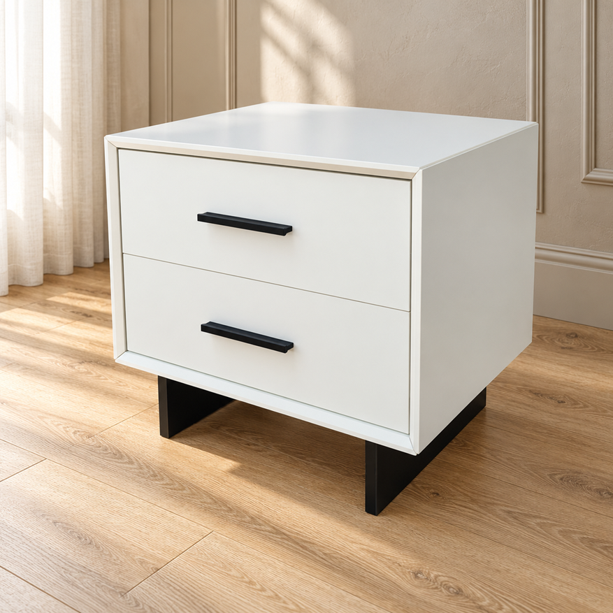 Noptiera Eva alba - integral MDF